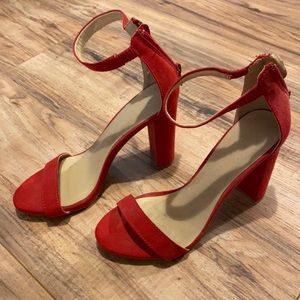Red Miss Lola heels size 6. Worn only once.